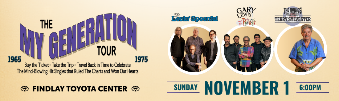 The My Generation Tour event flyer for November 1 2026 concert at the Findlay Toyota Center