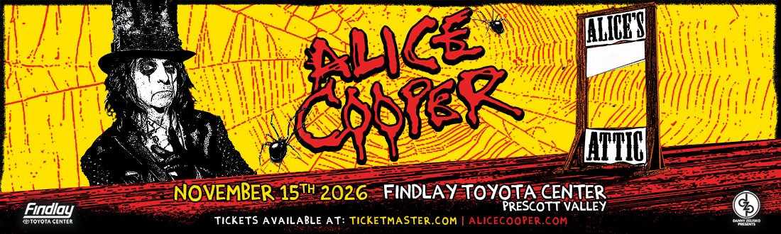 Alice Cooper event flyer for concert at Findlay Toyota Center on 11/15/26