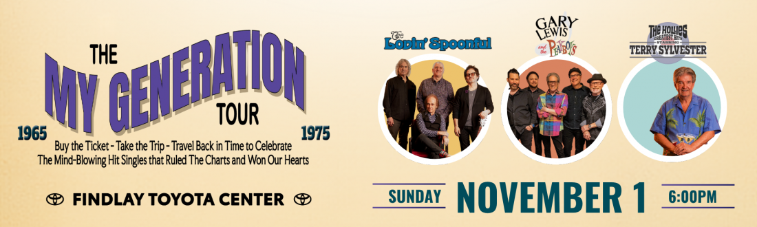 The My Generation Tour event flyer for November 1 2026 concert at the Findlay Toyota Center