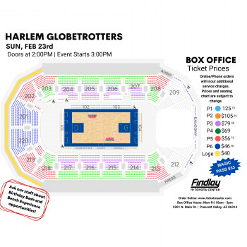 Globetrotters Seating Chart