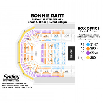 Bonnie Raitt seating chart for Findlay Toyota Center